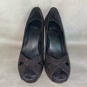 Stuart Weitzman Leather Platform Heels  Anthracite 7M